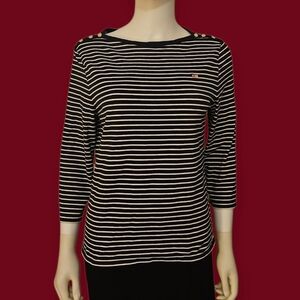 Vtg POLO JEANS RALPH LAUREN 1990s Nautical Striped Navy and White Top